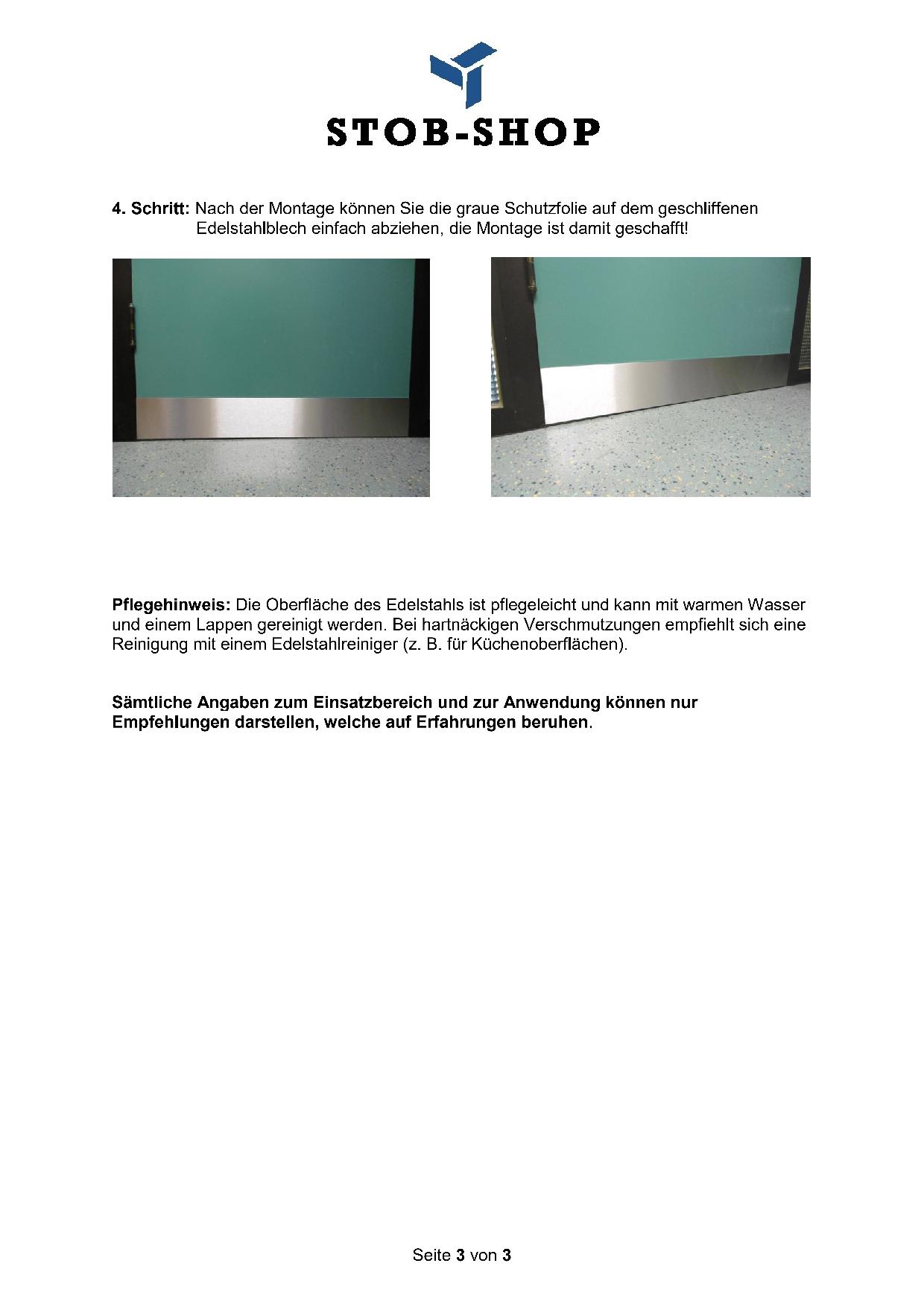 Montageempfehlung-Sockelschutzblech-Trittschutzblech-S3 Sockelschutzblech / Trittschutzblech Edelstahl, selbstklebend - individuelle Maße