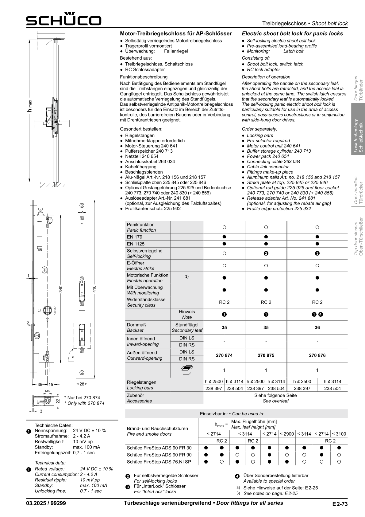 Schüco 270874 Motor-Treibriegelschloss  für Antipanik-Schlösser Schüco 270874 Motor-Treibriegelschloss  für Antipanik-Schlösser