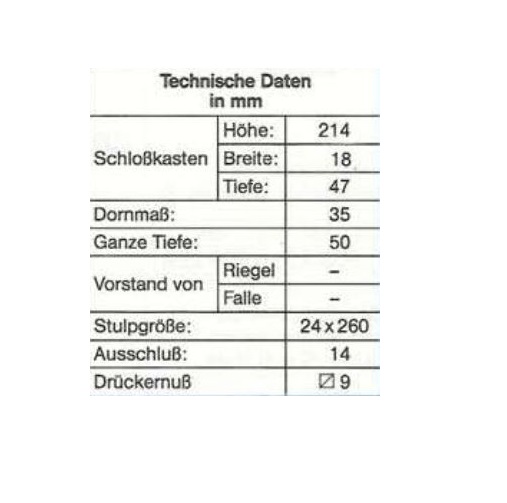 211220-Masse Schüco 211220 Riegel-Fallenschloss DIN rechts