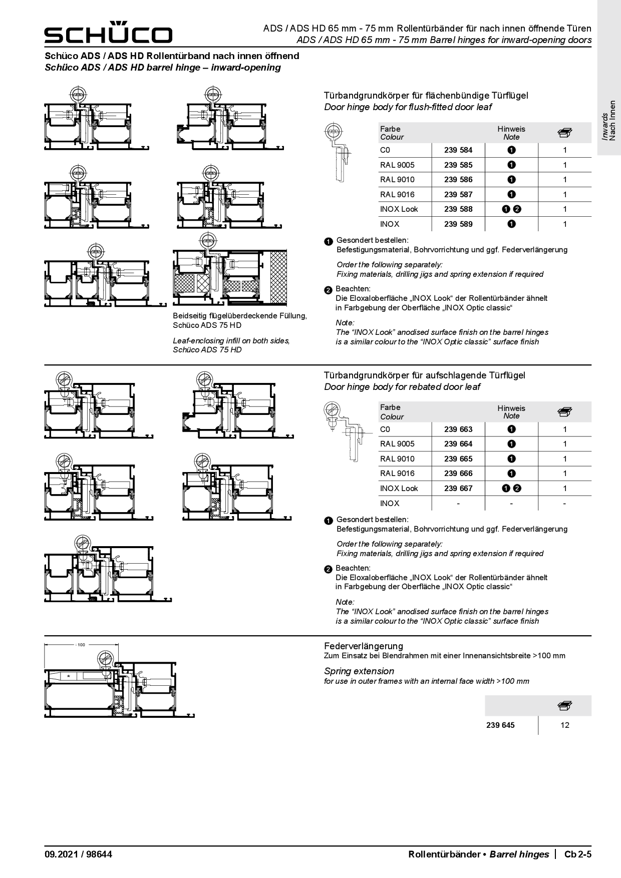 Schüco 239587 Rollentürband, RAL 9016 weiß, nach innen öffnende Tür Schüco 239587 Rollentürband, RAL 9016 weiß, nach innen öffnende Tür