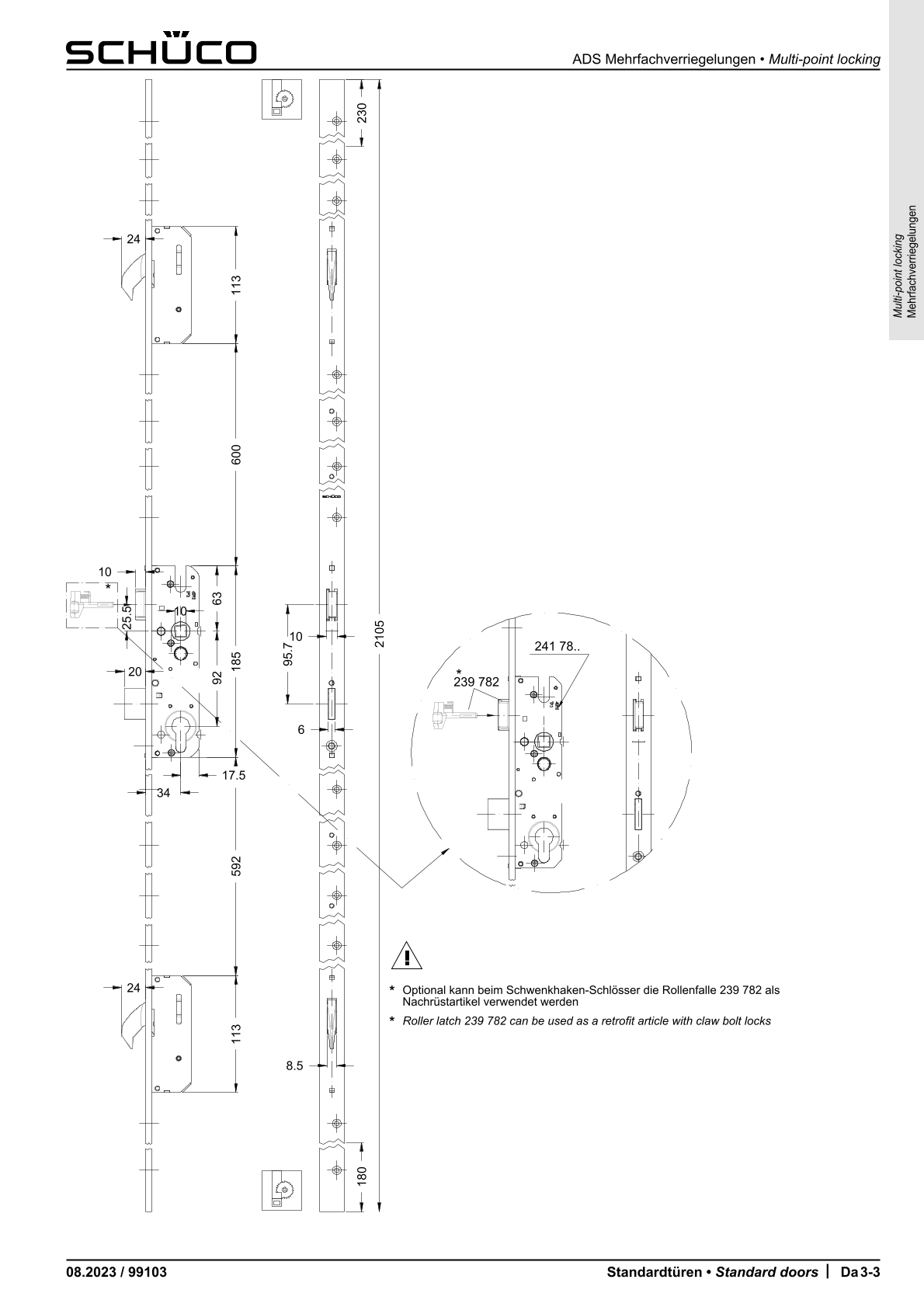 Schüco 241781 Schwenkhaken-Schloss (Vorgängerartikel 241453 + 241265) Schüco 241781 Schwenkhaken-Schloss (Vorgängerartikel 241453 + 241265)