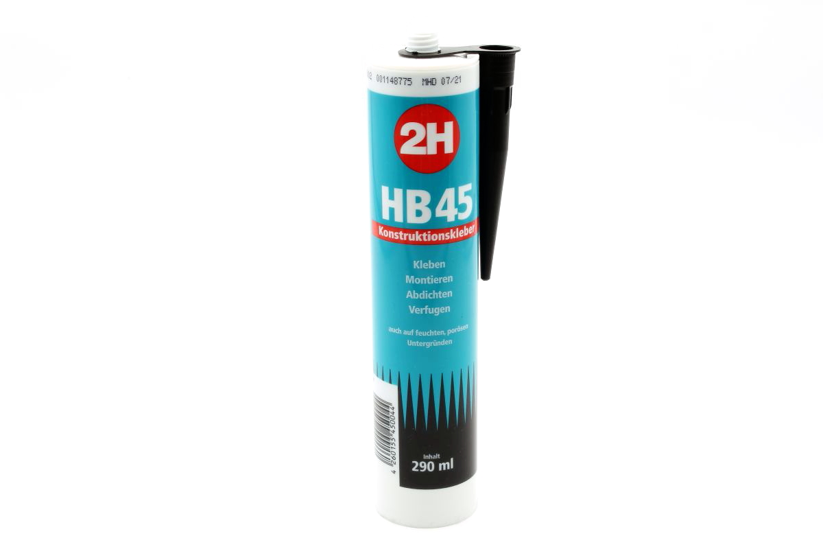 Montagekleber 2H HB 45 HB45 Konstruktionskleber schwarz, transparent oder weiß - Kartusche á 290 ml Montagekleber 2H HB 45 HB45 Konstruktionskleber schwarz, transparent oder weiß - Kartusche á 290 ml
