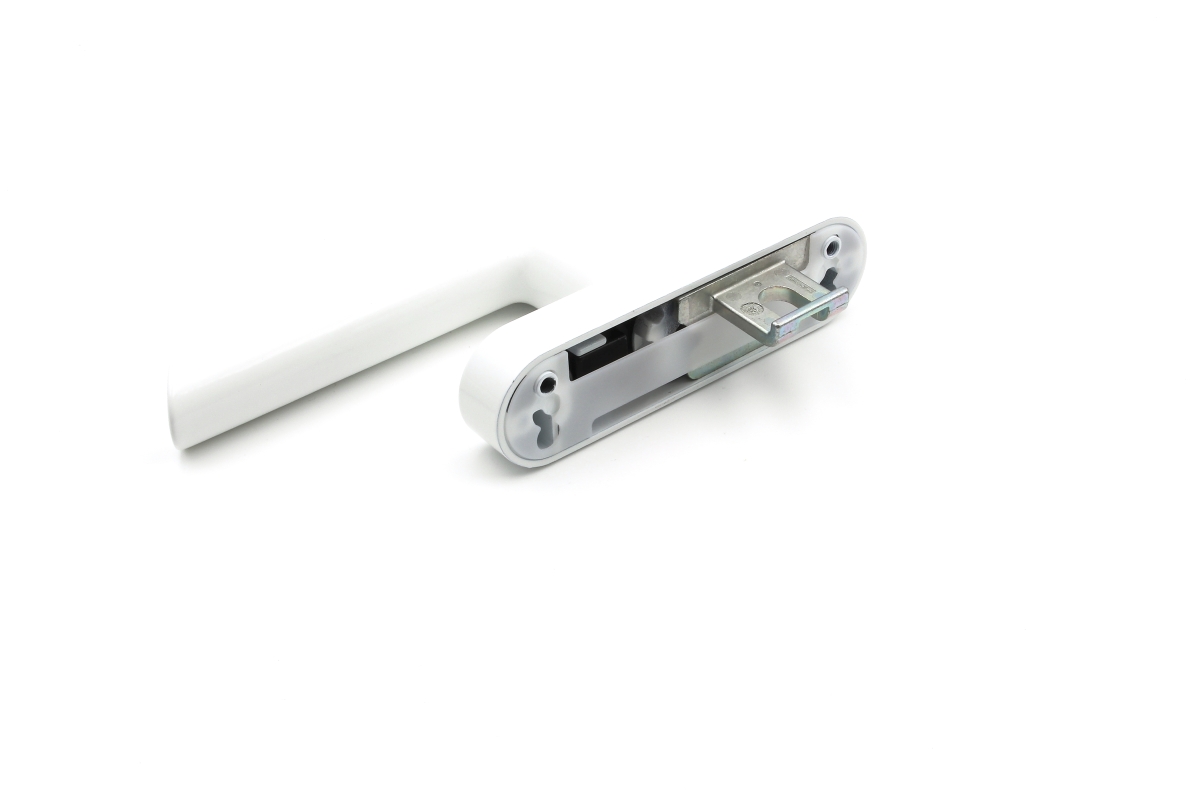 Schüco 269516 abschließbarer Fenstergriff Drehgetriebe Aluminium, RAL 9016 weiß (Vorgängerartikel 247516 + 214792)