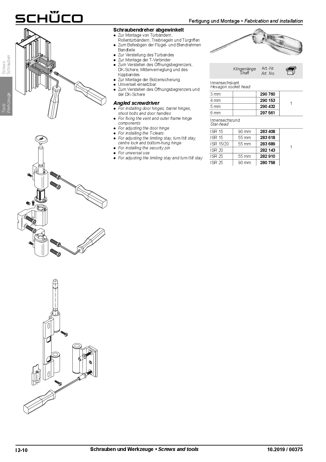 Schüco 280758 abgewinkelter Schraubendreher ISR 25