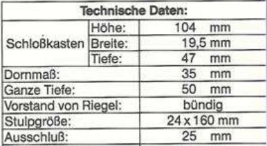 211153-Masse Schüco 211153 Riegelschloss