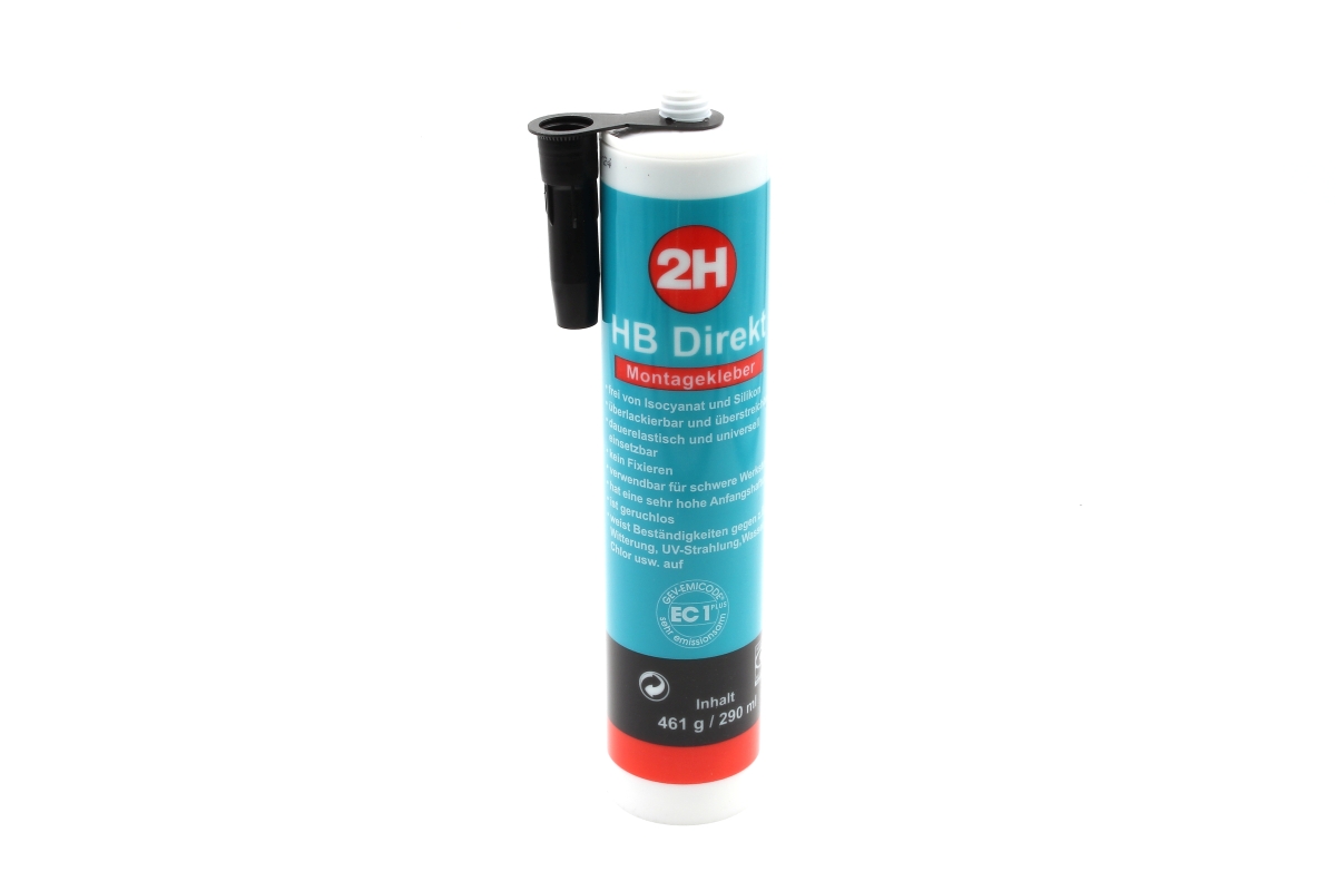Montagekleber mit sofortiger Anfangshaftung 2H HB Direkt schwarz oder weiß - Kartusche á 290 ml Montagekleber mit sofortiger Anfangshaftung 2H HB Direkt schwarz oder weiß - Kartusche á 290 ml