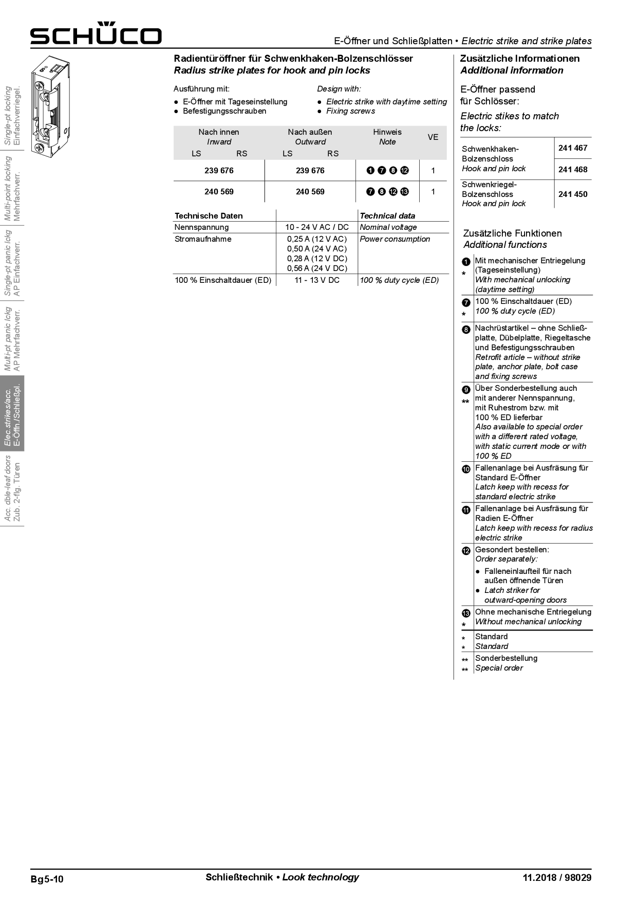 Schüco 239676 Radientüröffner für Schwenkhaken-Bolzenschloss