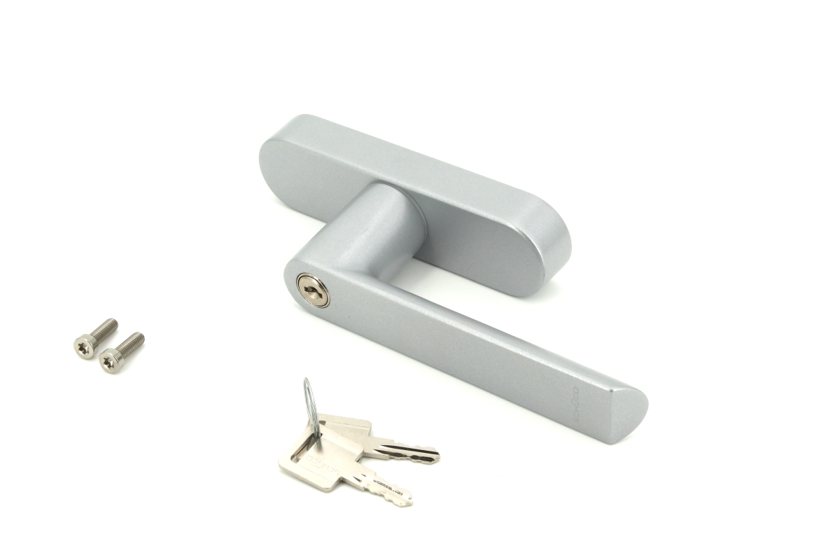 Schüco 269513 abschließbarer Fenstergriff Drehgetriebe Aluminium, silber (Vorgängerartikel 247513 + 214789)