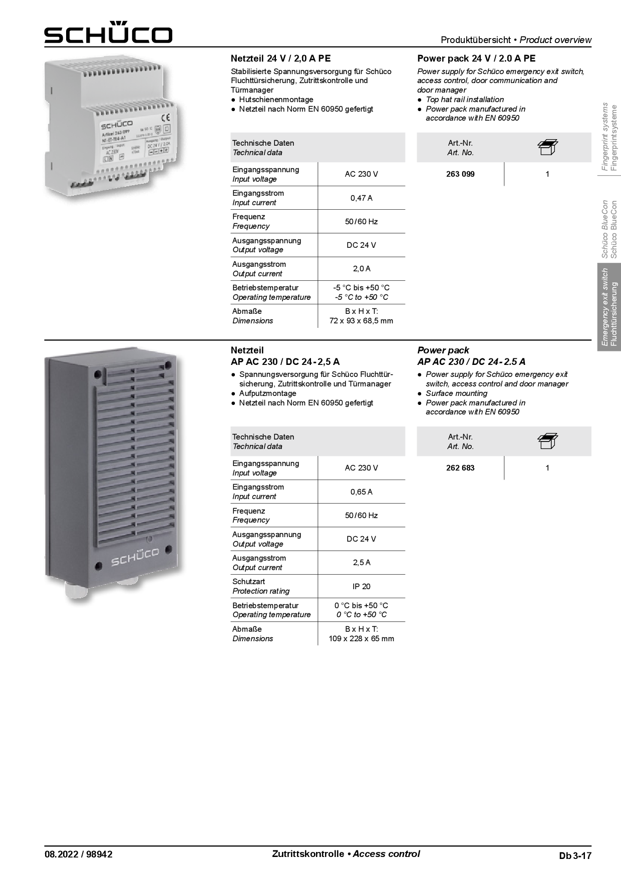 Schüco 262683 Netzteil AP AC 230 / DC 24 - 2,5 A Schüco 262683 Netzteil AP AC 230 / DC 24 - 2,5 A