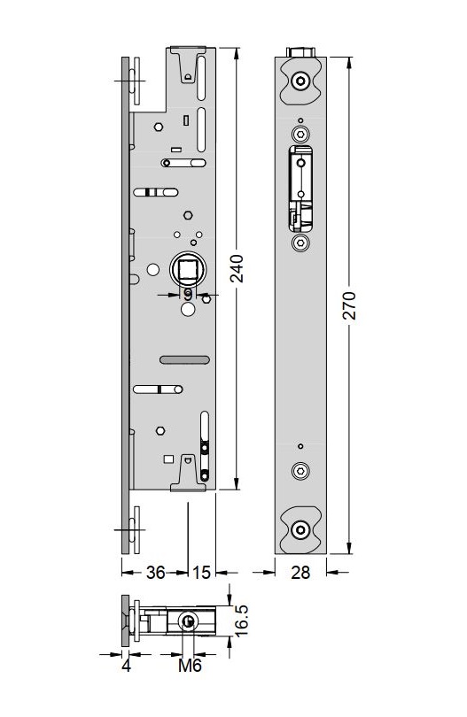 Schüco 241955 Treibriegelschloss für "InterLock" Antipanik-Schlösser