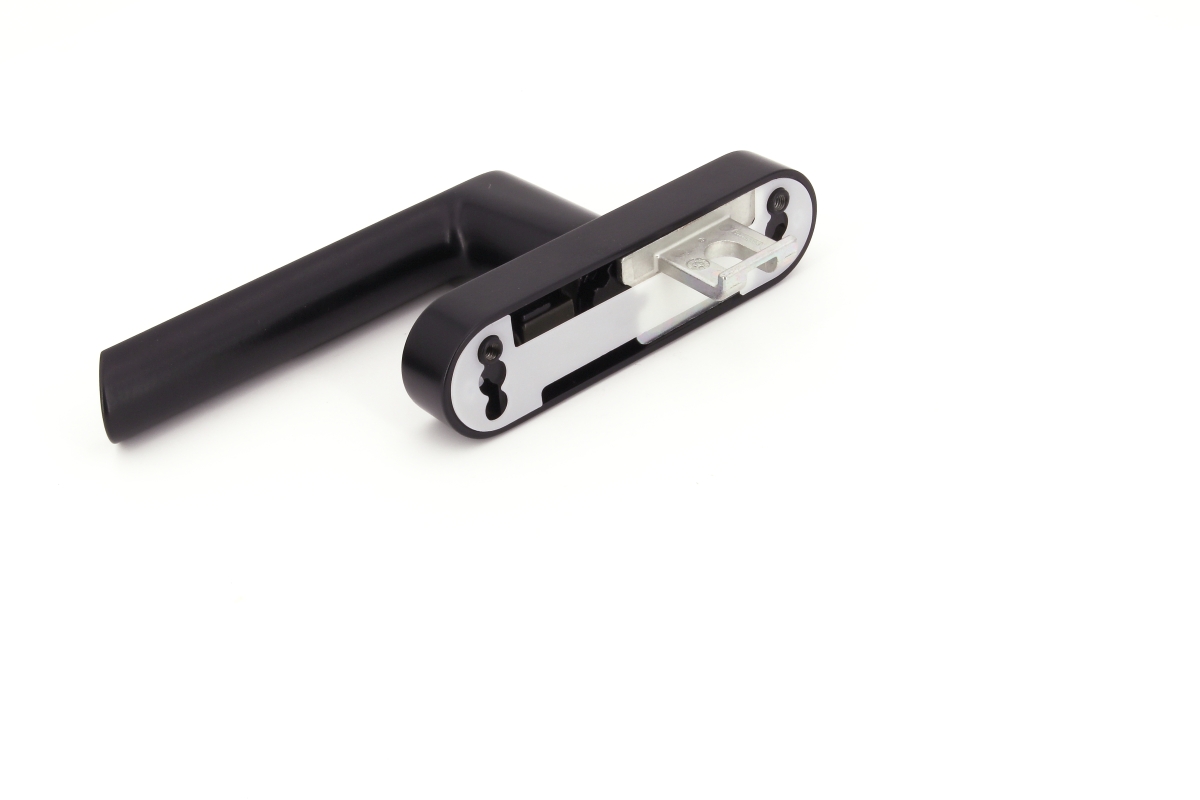 Schüco 269514 abschließbarer Fenstergriff Drehgetriebe Aluminium, RAL 9005 schwarz (Vorgängerartikel 247514 + 214819)